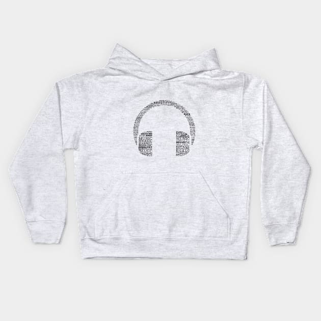 Typographic headphone Kids Hoodie by hedehede